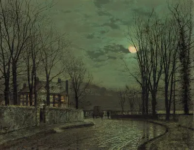 November Moonlight av John Atkinson Grimshaw