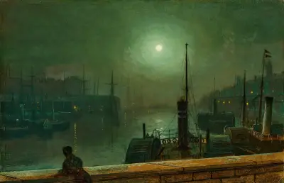 On the Clyde, Glasgow av John Atkinson Grimshaw