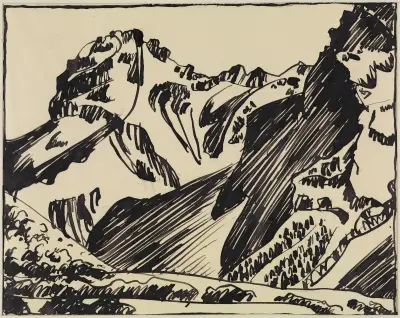 Bergslandskap i Bergell av August Babberger