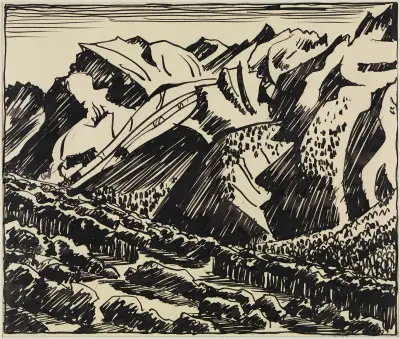 Berglandskap i Bergell av August Babberger