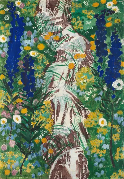 Flowers by the stream av August Babberger
