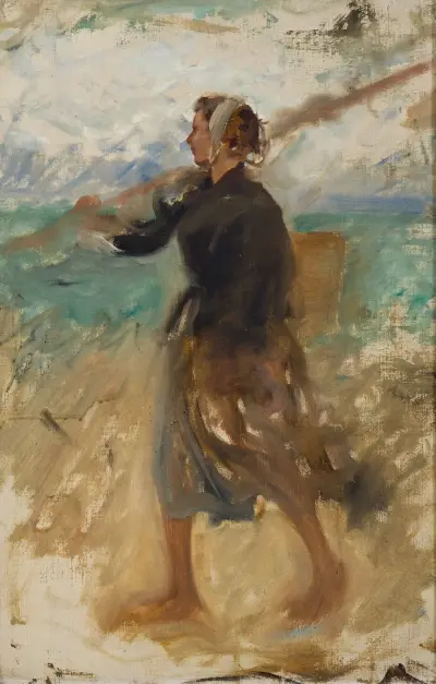 A Fishergirl from the North of France. Study av August Hagborg