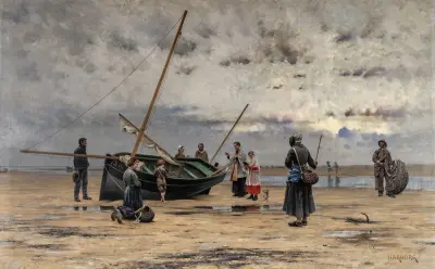 Blessing of a Fishing Boat av August Hagborg