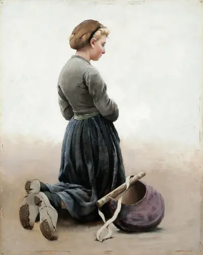 Girl kneeling av August Hagborg