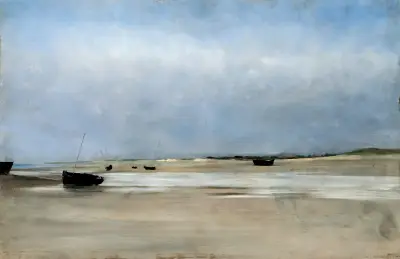 Shore with Boats av August Hagborg