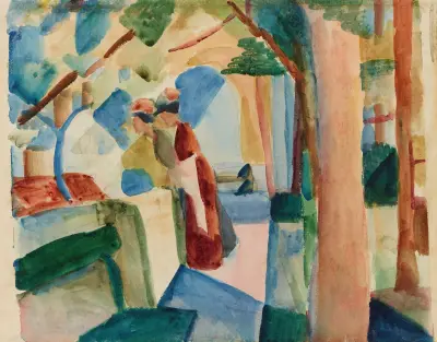 Auf dem Friedhof von Thun av August Macke