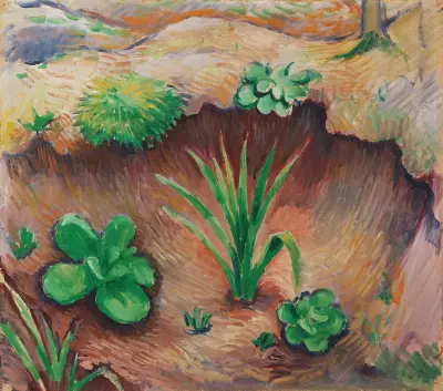 Pflänzchen im Wald av August Macke