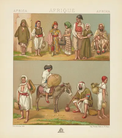 Algérie et Tunisie; costumes populaires; les enfants av Auguste Racinet