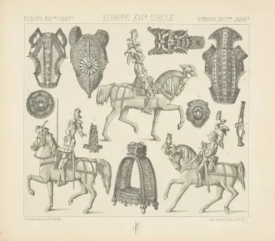 Armures equestres – pieces detachees du harnais du cheval de guerre av Auguste Racinet