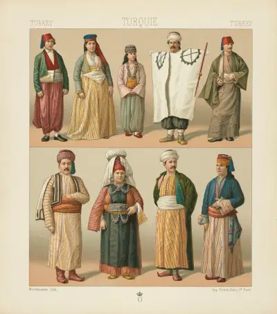 Asie Mineure – costumes des Vilayets d’aidin, de konieh et d’Angora av Auguste Racinet