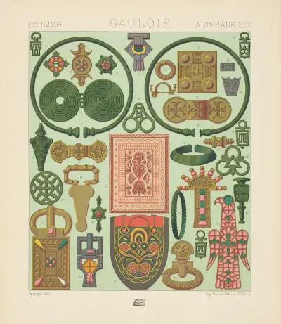 Bijouterie gauloise et merovingienne, broderies bretonnes av Auguste Racinet