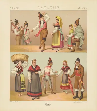 Dräkter från Galicien av Auguste Racinet