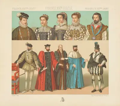 Kostüme des Hochadels und der Richterschaft – historische Figuren von Auguste Racinet