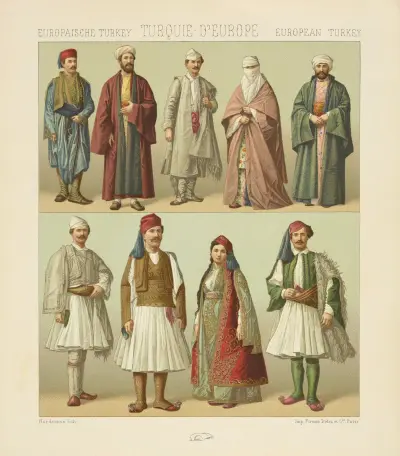 Costumes des Vilayets de Yania et de Selanik – (empire ou basse Albanie, Thessalie, Macedoine), Auguste Racinet