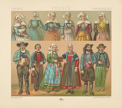 Trachten in der Bretagne – 19. Jahrhundert von Auguste Racinet