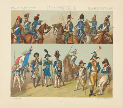 Militärische Kostüme – reguläre Truppen (1792–1793) von Auguste Racinet
