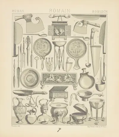 Instruments des sacrifices religieux, Auguste Racinet