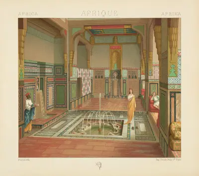 Interiör från en rik bostad i Kairo av Auguste Racinet