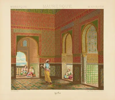 Interieur de l’habitation seigneuriale – XIIIe-XIVe siecle von Auguste Racinet