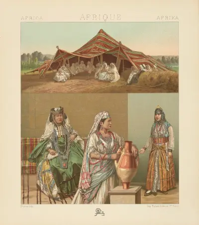 La tente arabe, les nomades et les sédentaires, costumes féminins de l’Algérie, Auguste Racinet