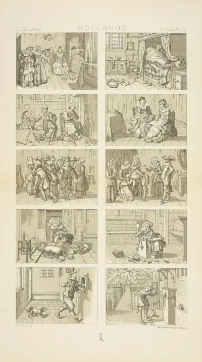 L’interieur de la maison, costumes, jeux, coutumes – premiere partie du XVIIe siecle, Auguste Racinet