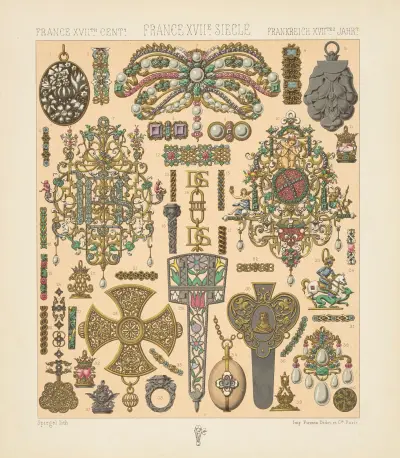Objets de parure, objets usuels joaillerie von Auguste Racinet