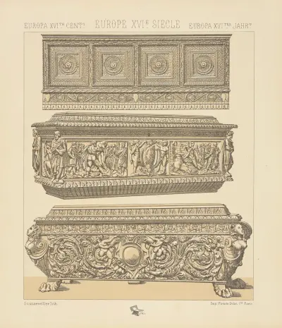Objets mobiliers – bahuts, coffres de mariage, Auguste Racinet