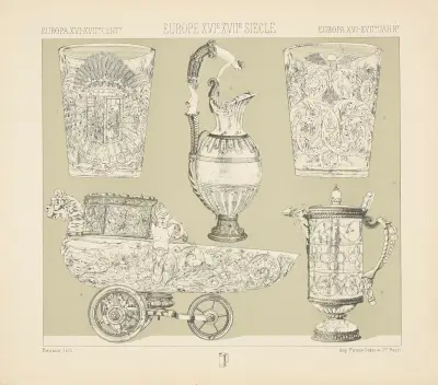 Objets mobiliers, verreries, Auguste Racinet