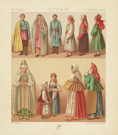 Slavo-Russes, Mordvien, Kalmouk, Tartare, Auguste Racinet