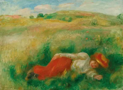 Femme Couchée Dans L’herbe av Pierre-Auguste Renoir