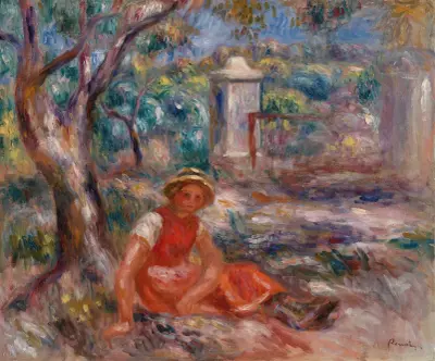 Girl at the Foot of a Tree (Fillette au pied d’un arbre) av Pierre-Auguste Renoir