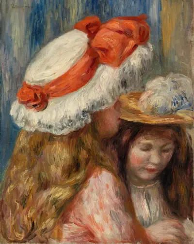 Girls with Hats (Jeunes filles aux chapeaux) av Pierre-Auguste Renoir