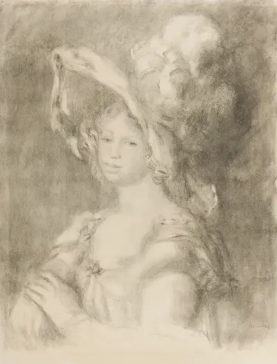 Mademoiselle Dieterle ou La Dame au grand chapeau av Pierre-Auguste Renoir