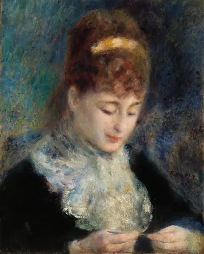 Woman Crocheting (Femme faisant du crochet) av Pierre-Auguste Renoir