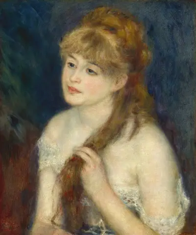 Young Woman Braiding Her Hair av Pierre-Auguste Renoir