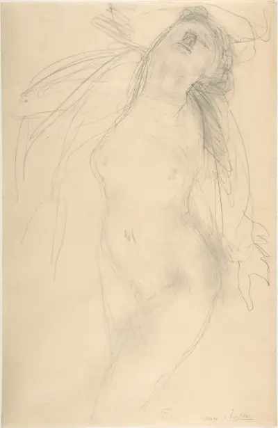Liggande kvinnlig nakenmodell av Auguste Rodin