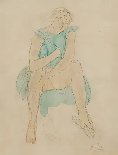 Sittande kvinna i blått. Psyche av Auguste Rodin