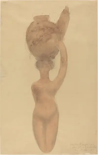 Akt kobiety niosącej wazę na głowie, Auguste Rodin
