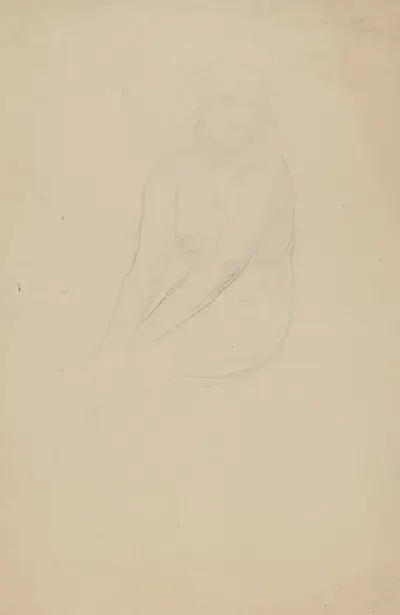 Siedzący akt kobiecy, ciało zwrócone w lewo, głowa w prawo, Auguste Rodin