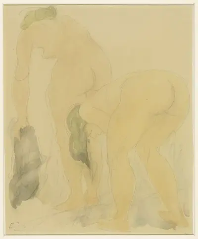 Studiesblad med två nakna kvinnor, sedda bakifrån av Auguste Rodin
