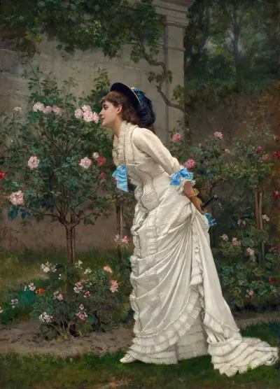 Woman And Roses av Auguste Toulmouche
