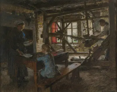 Figurer i en stuginteriör av Léon Augustin Lhermitte