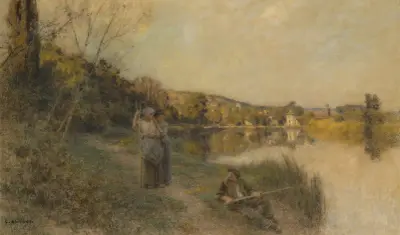 Slutet på en vacker dag, solnedgång, fiskare av Léon Augustin Lhermitte