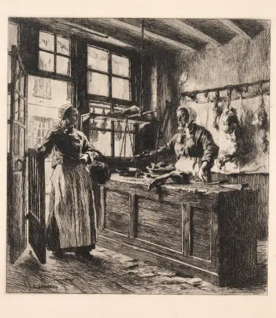 Interior of a Butcher Shop, 1881 – nr 2 av Léon Augustin Lhermitte