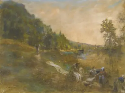Tvätterskor vid Marne, morgon av Léon Augustin Lhermitte