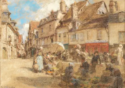Marknaden i gamla Bourges av Léon Augustin Lhermitte