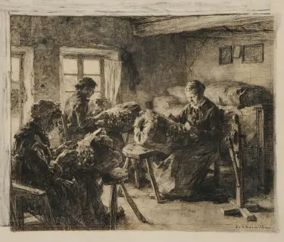 Spetsknypplerskorna i Vosges av Léon Augustin Lhermitte