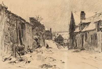Mont-Saint-Père under snö eller snöeffekt av Léon Augustin Lhermitte