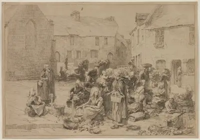 The Apple Market at Landerneau av Léon Augustin Lhermitte