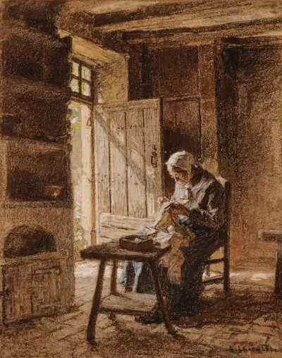 Vieille couturière av Léon Augustin Lhermitte